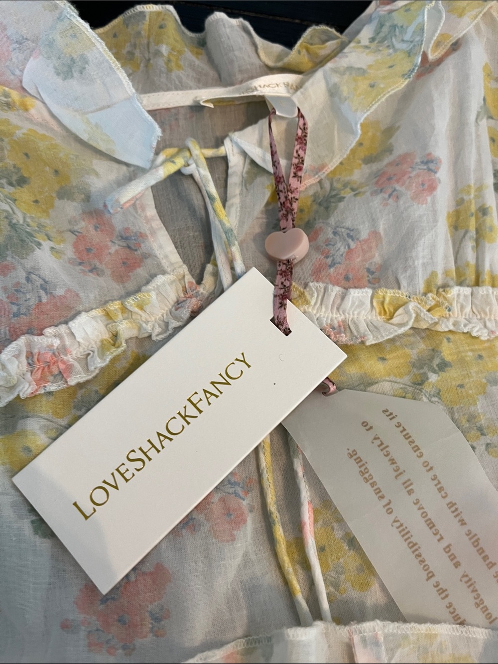 Love Shack Fancy Frista Sherbet Sunrise Dress with pink and yellow floral - Picture 4 of 6